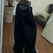 Leopard-Waist Wide-Leg Pants