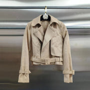 Tie-Waist Cropped Trench Jacket