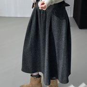 Pleated A-Line Long Skirt