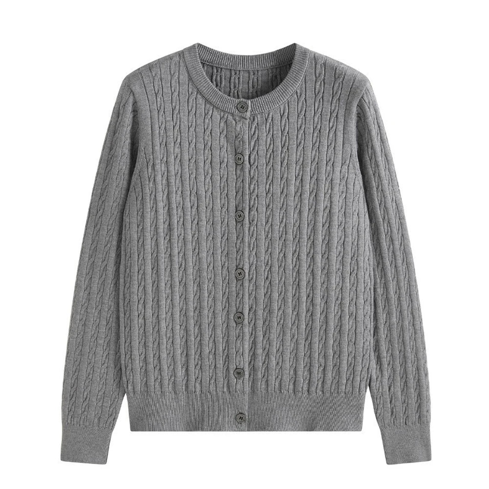 Textured Round-Neck Cardigan