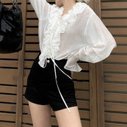 Ruffled Long-Sleeve Blouse