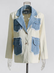 Contrast-Pocket Notched-Lapel Blazer
