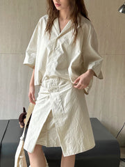 Relaxed Three-Quarter-Sleeve Shirt Dress