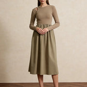 Cutout-Shoulder Gathered Dress
