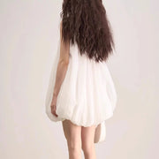 Rosette Halter Bubble-Hem Dress