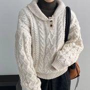 Cable-Knit Collared Sweater