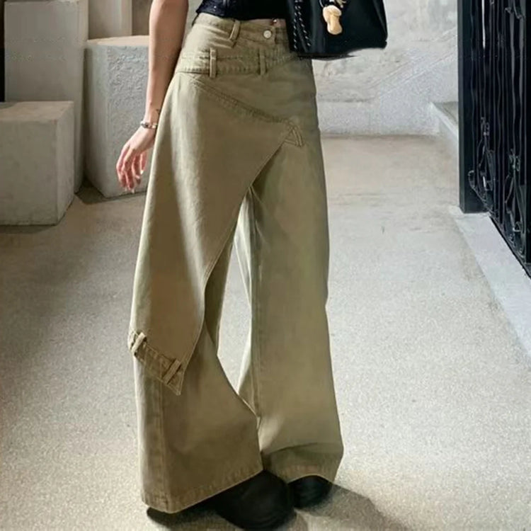 Asymmetric-Panel Wide-Leg Pants
