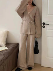 Tie-Side Sweater and Pants Set