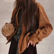 Collared Brown Zip-Up Jacket