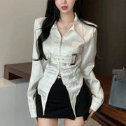 Pointed-Hem Fitted Shirt