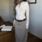 Floral Lace Collared Shirt