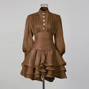 Ruched-Waist Ruffled Mini Dress