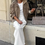 Epaulet Zip-Up Bomber Jacket