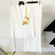 Embroidered Blazer and Pants Set