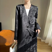 Floral-Textured Collarless Blazer