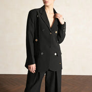 Mixed-Button Double-Breasted Blazer