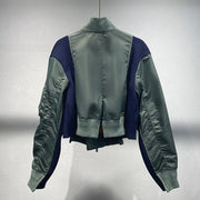Contrast-Sleeve Bomber Jacket