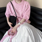 Textured Three-Quarter-Sleeve Sweater