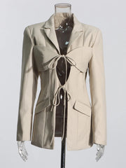 Tie-Front Cutout Blazer