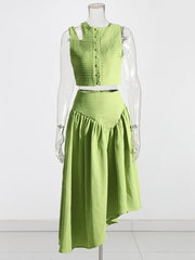 Ruched Cutout Top and Skirt Set