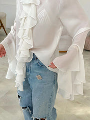 Ruffled Long-Sleeve Blouse