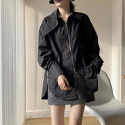 Wide-Collar Zip-Front Shirt