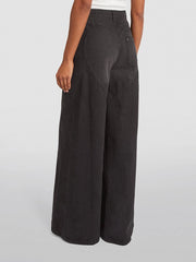 Cutout-Thigh Wide-Leg Jeans