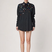 Multicolor Embellished Button Shirt