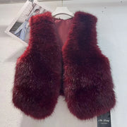 Shaggy Cropped Open-Front Vest