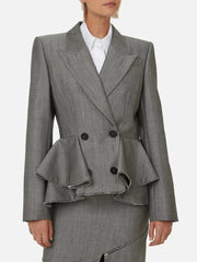 Ruffled Peplum Tailored Blazer