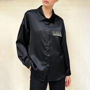 Glossy Patch-Pocket Button Shirt