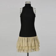 Tiered-Hem Halter Mini Dress
