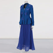 Applique Jacket and Pleated Skirt Set