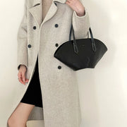 Notched-Lapel Double-Breasted Long Coat
