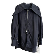 Wide-Collar Zip-Front Shirt