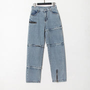 Zip-Detail Straight-Leg Jeans
