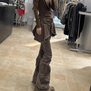 Layered-Panel Flared Pants
