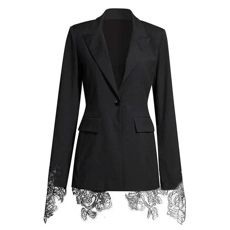 Lace-Hem Tailored Blazer