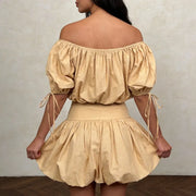 Off-Shoulder Puff-Sleeve Blouse