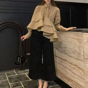 Asymmetric Ruffle-Hem Shirt