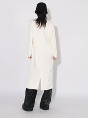 Floral Applique Collarless Long Coat