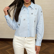 Star-Embellished Cropped Shirt