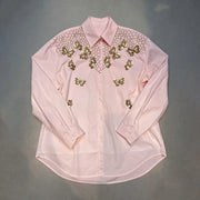 Floral-Embellished Button-Up Shirt
