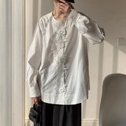 Lace-Panel Relaxed White Shirt