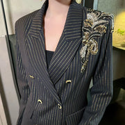 Embellished Pinstripe Blazer