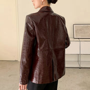 Glossy Double-Breasted Blazer