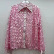 Textured Sequin Button-Up Shirt