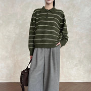 Striped Collared Relaxed Sweater