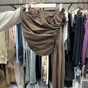 Ruched Asymmetric Long Skirt