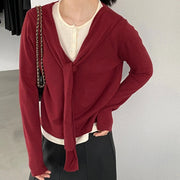 Layered-Look Tie-Front Sweater